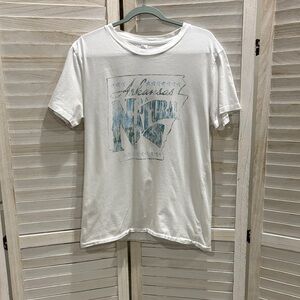 Alternative White Graphic Tee with Blue Design